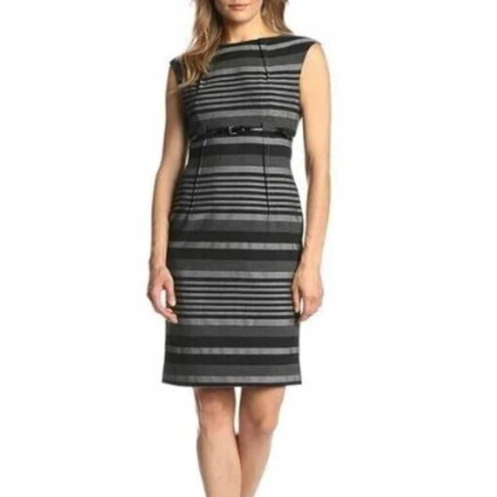 Calvin Klein Striped Sheath Midi Dress